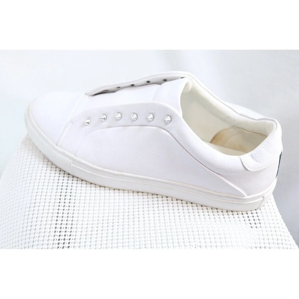 Faranzi Newport-S Mens Sneakers Size 11 White Silver Studs F421455K Casual Shoes